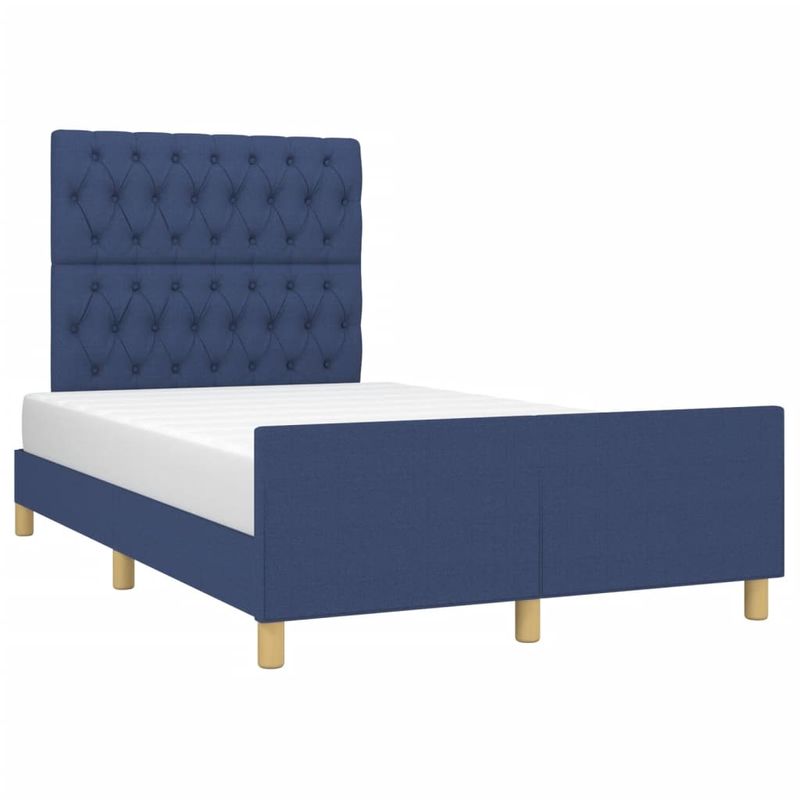 Casa si Gradina - Mobilier - Paturi si accesorii - Paturi - Cadru de pat cu tablie, albastru, 120x190 cm, material textil - Infinity.ro