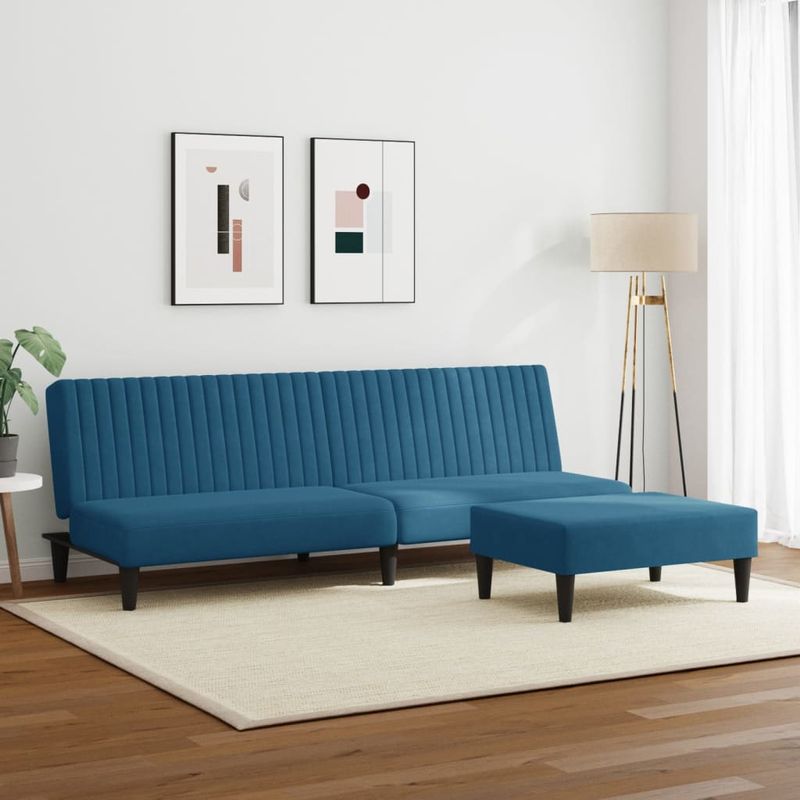 Casa si Gradina - Mobilier - Seturi de mobilier - Seturi living - Set canapea 2 piese, albastru, catifea - Infinity.ro