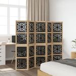 Casa si Gradina - Decoratiuni - Pereti despartitori si paravane - Paravan de camera, 5 panouri, maro/negru, lemn masiv paulownia, mărime 40x160 cm - Infinity.ro