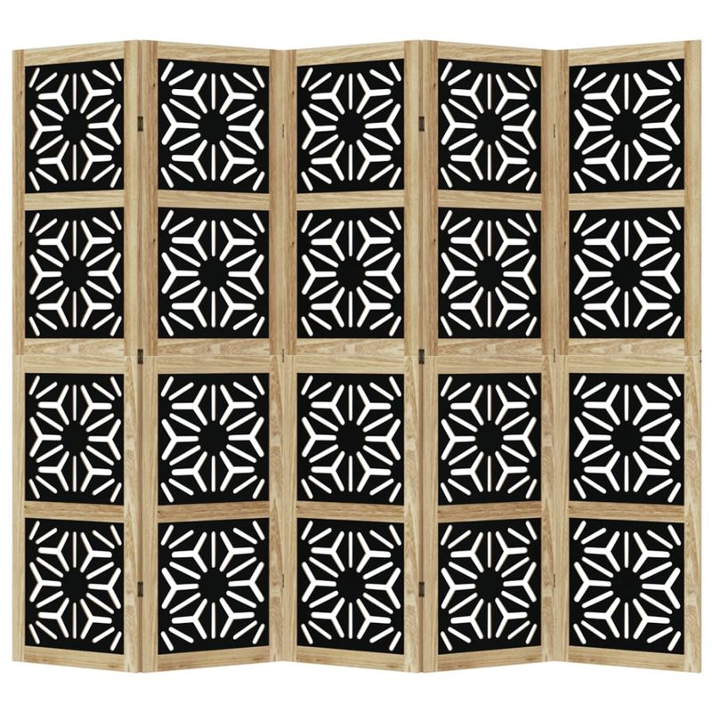 Casa si Gradina - Decoratiuni - Pereti despartitori si paravane - Paravan de camera, 5 panouri, maro/negru, lemn masiv paulownia, mărime 40x160 cm - Infinity.ro