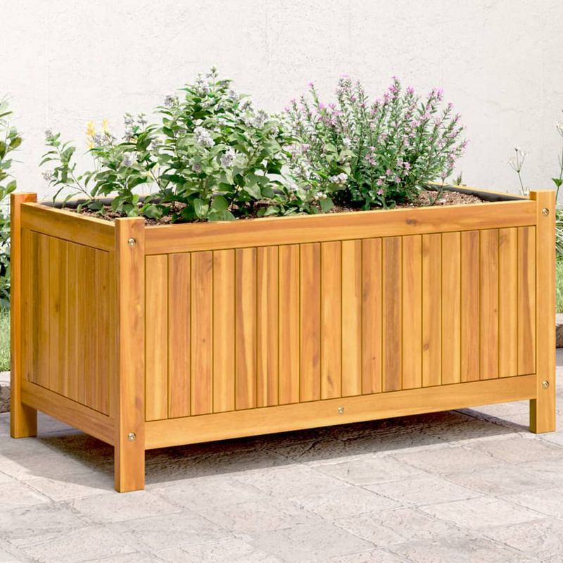 Casa si Gradina - Gradinarit si plante - Plante si ghivece - Ghivece si suporturi - Jardiniera de gradina cu captuseala, 80x42x40 cm, lemn acacia - Infinity.ro