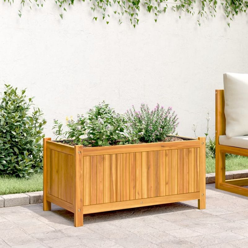 Casa si Gradina - Gradinarit si plante - Plante si ghivece - Ghivece si suporturi - Jardiniera de gradina cu captuseala, 80x42x40 cm, lemn acacia - Infinity.ro