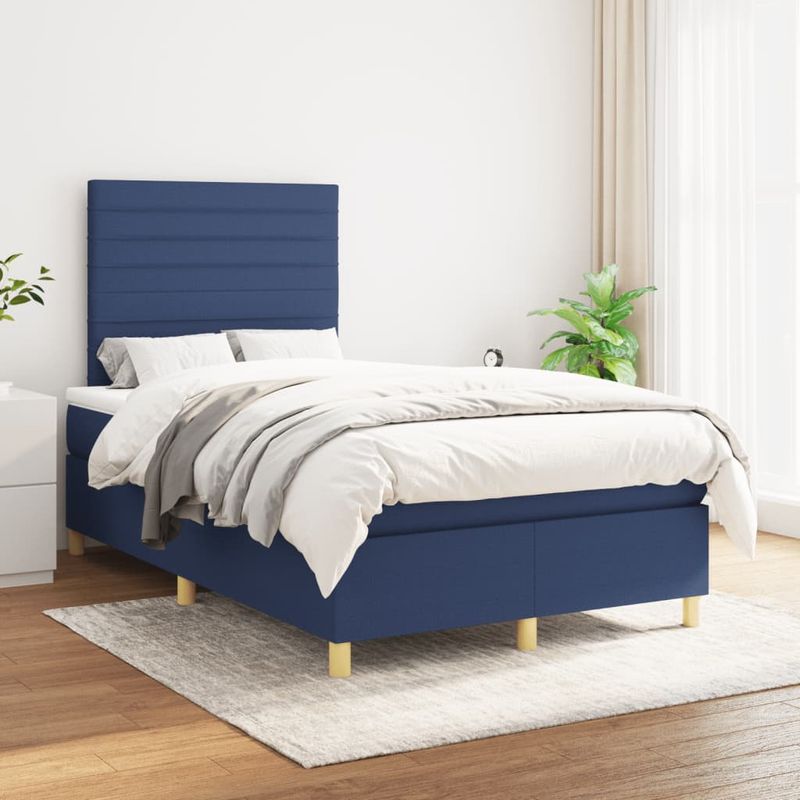 Casa si Gradina - Mobilier - Paturi si accesorii - Paturi - Pat box spring cu saltea, albastru, 120x190 cm, material textil - Infinity.ro