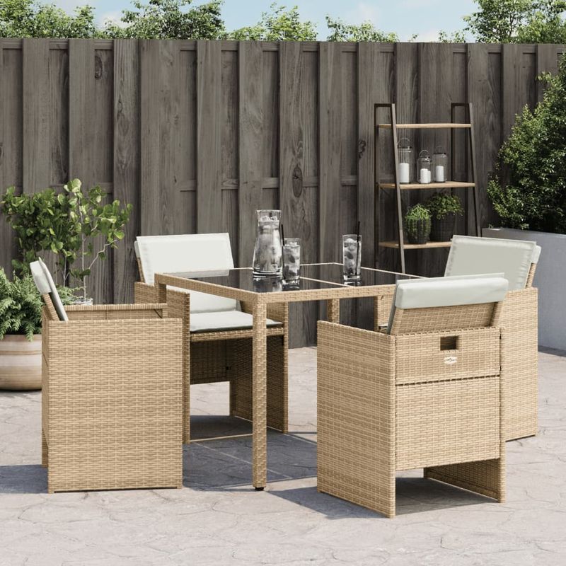 Casa si Gradina - Gradina si terasa - Mobilier exterior - Scaune si sezlonguri gradina - Scaune de gradina cu perne, 4 buc., bej, poliratan - Infinity.ro