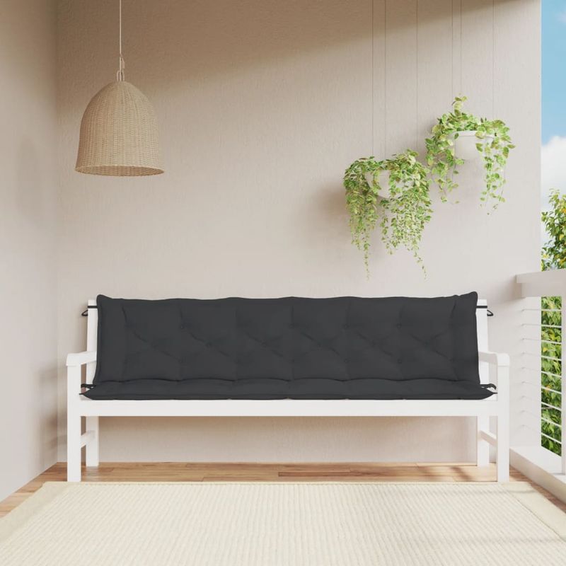 Casa si Gradina - Gradina si terasa - Mobilier exterior - Perne decorative exterior - Perne banca de gradina 2buc. ,negru, 200x50x7cm, tesatura oxford, mărime 200x50x7 cm - Infinity.ro