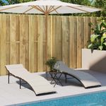 Casa si Gradina - Gradina si terasa - Mobilier exterior - Scaune si sezlonguri gradina - Sezlonguri de plaja cu masa, 2 buc., maro, poliratan - Infinity.ro