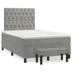 Casa si Gradina - Mobilier - Paturi si accesorii - Paturi - Pat box spring cu saltea, gri deschis, 120x190 cm, catifea - Infinity.ro