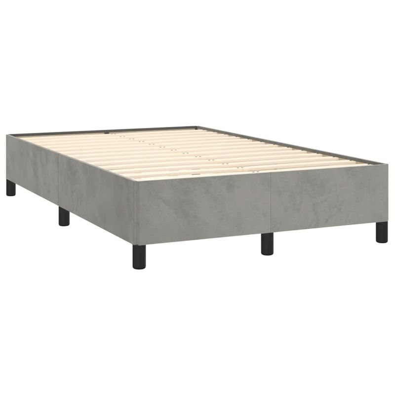 Casa si Gradina - Mobilier - Paturi si accesorii - Paturi - Pat box spring cu saltea, gri deschis, 120x190 cm, catifea - Infinity.ro