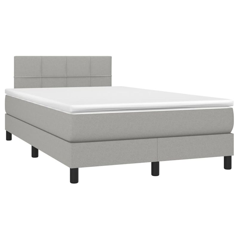 Casa si Gradina - Mobilier - Paturi si accesorii - Paturi - Pat cu arcuri, saltea si LED, gri deschis, 120x190 cm, textil - Infinity.ro