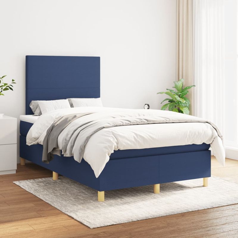 Casa si Gradina - Mobilier - Paturi si accesorii - Paturi - Pat box spring cu saltea, albastru, 120x190 cm, material textil - Infinity.ro