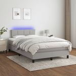 Casa si Gradina - Mobilier - Paturi si accesorii - Paturi - Pat cu arcuri, saltea si LED, gri deschis, 120x190 cm, textil - Infinity.ro