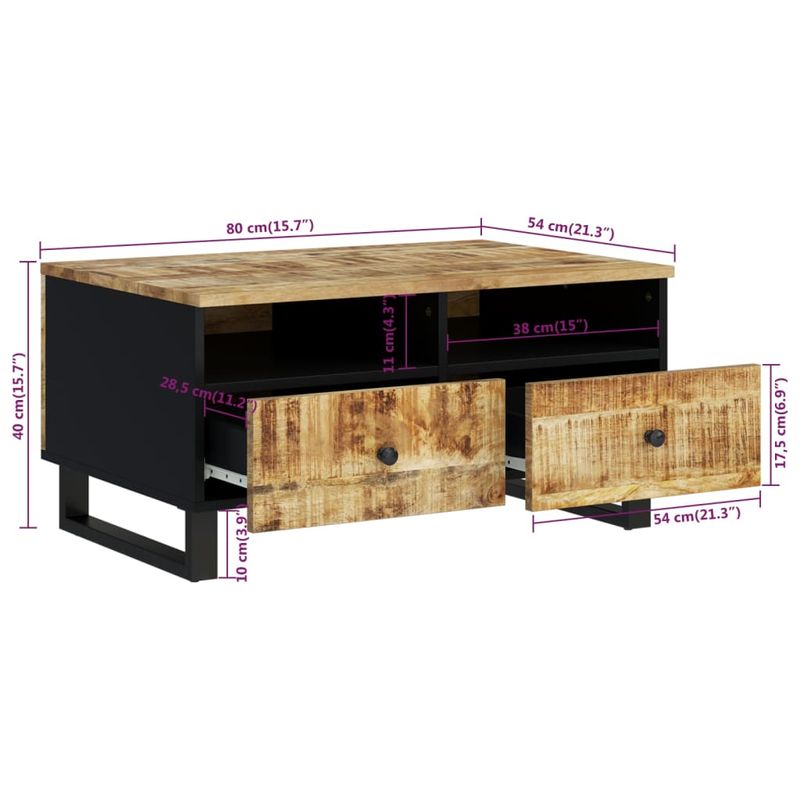 Casa si Gradina - Mobilier - Mese si birouri - Masute de cafea - Masuta de cafea, 80x54x40 cm, lemn masiv mango/lemn prelucrat, maro deschis - Infinity.ro