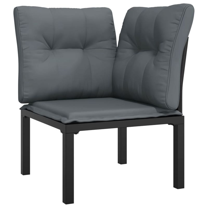 Casa si Gradina - Gradina si terasa - Mobilier exterior - Seturi mobila gradina - Set mobilier de gradina, 4 piese, negru și gri, poliratan, model 2x colț + mijloc + suport pentru picioare - Infinity.ro