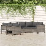Casa si Gradina - Gradina si terasa - Mobilier exterior - Seturi mobila gradina - Set mobilier de gradina cu perne, 6 piese, gri, poliratan - Infinity.ro