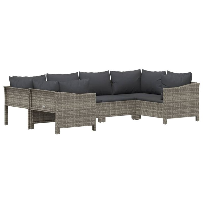 Casa si Gradina - Gradina si terasa - Mobilier exterior - Seturi mobila gradina - Set mobilier de gradina cu perne, 6 piese, gri, poliratan - Infinity.ro