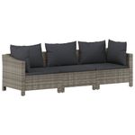 Casa si Gradina - Gradina si terasa - Mobilier exterior - Seturi mobila gradina - Set mobilier de gradina cu perne, 3 piese, gri, poliratan - Infinity.ro