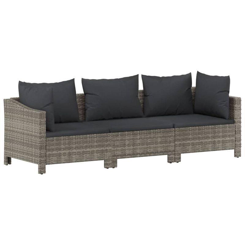 Casa si Gradina - Gradina si terasa - Mobilier exterior - Seturi mobila gradina - Set mobilier de gradina cu perne, 3 piese, gri, poliratan - Infinity.ro