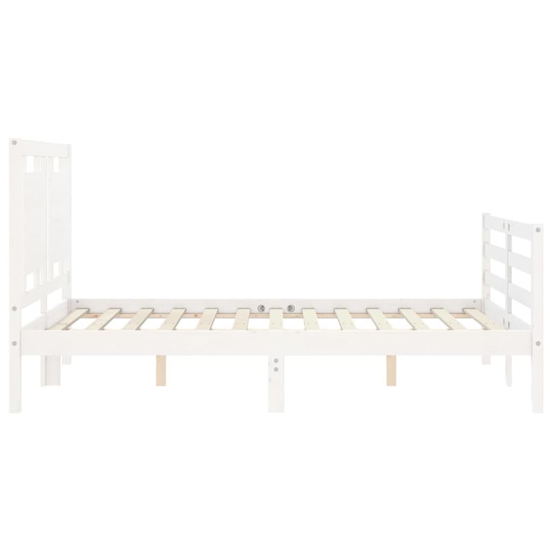 Casa si Gradina - Mobilier - Paturi si accesorii - Paturi - Cadru de pat cu tablie single mic, 140x190 cm, alb, lemn masiv - Infinity.ro