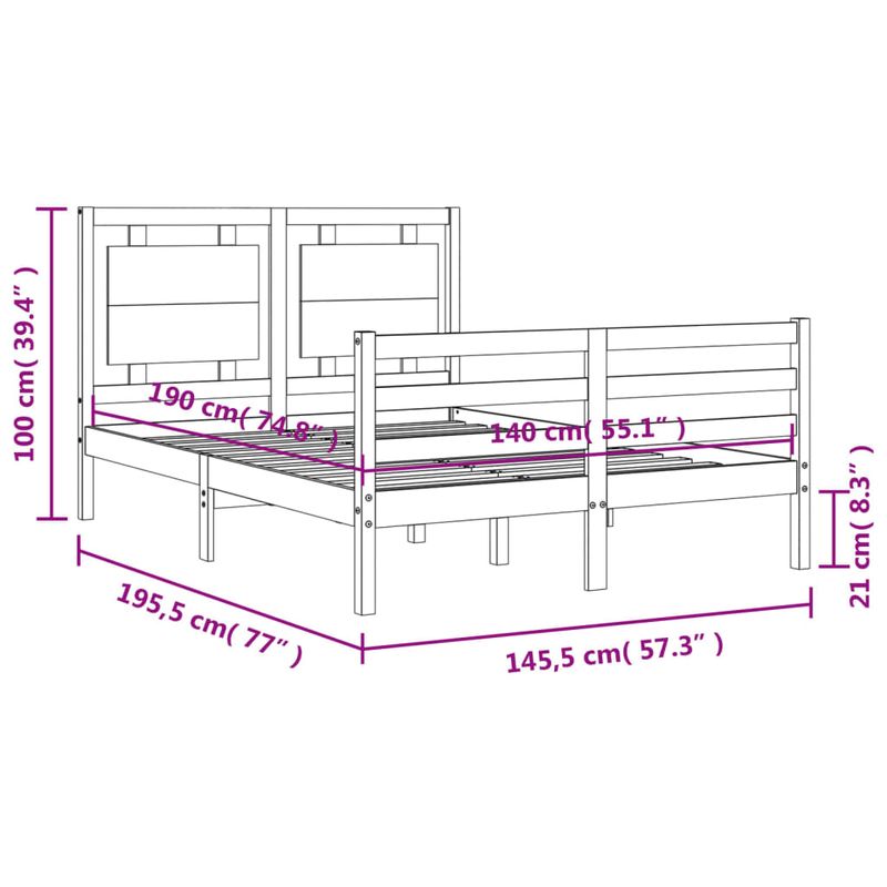 Casa si Gradina - Mobilier - Paturi si accesorii - Paturi - Cadru de pat cu tablie single mic, 140x190 cm, alb, lemn masiv - Infinity.ro