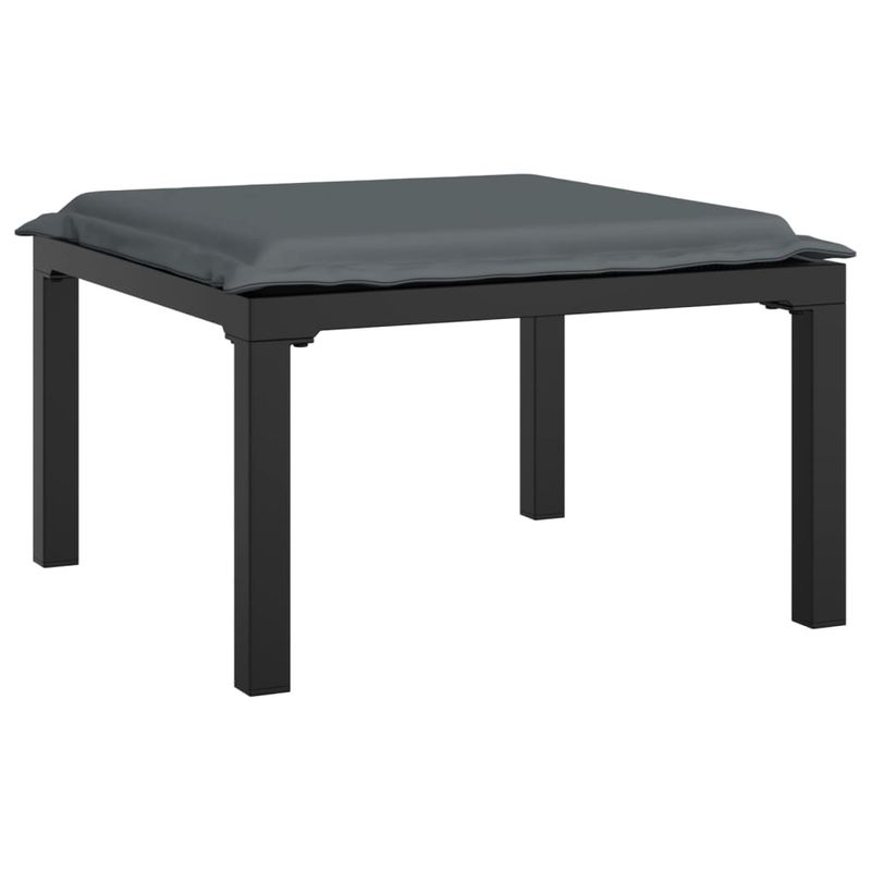 Casa si Gradina - Gradina si terasa - Mobilier exterior - Seturi mobila gradina - Set mobilier de gradina cu perne, 5 piese, negru/gri, poliratan, model colț + 2x mijloc + suport pentru picioare + masă - Infinity.ro