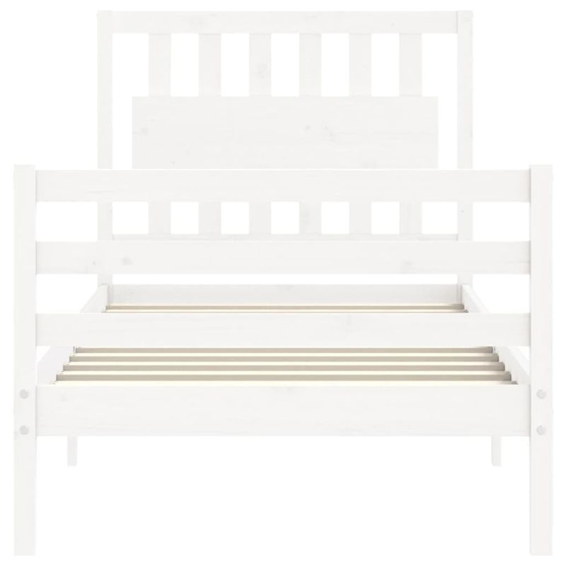 Casa si Gradina - Mobilier - Paturi si accesorii - Paturi - Cadru de pat cu tablie single mic, alb, lemn masiv - Infinity.ro