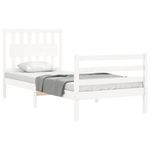 Casa si Gradina - Mobilier - Paturi si accesorii - Paturi - Cadru de pat cu tablie single mic, alb, lemn masiv - Infinity.ro