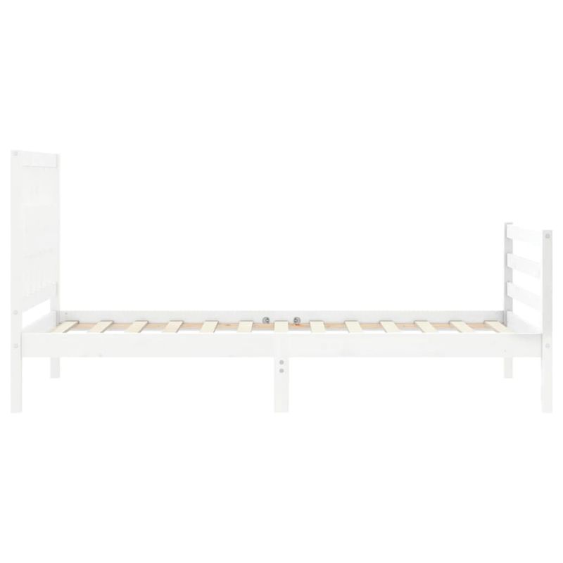 Casa si Gradina - Mobilier - Paturi si accesorii - Paturi - Cadru de pat cu tablie single mic, alb, lemn masiv - Infinity.ro