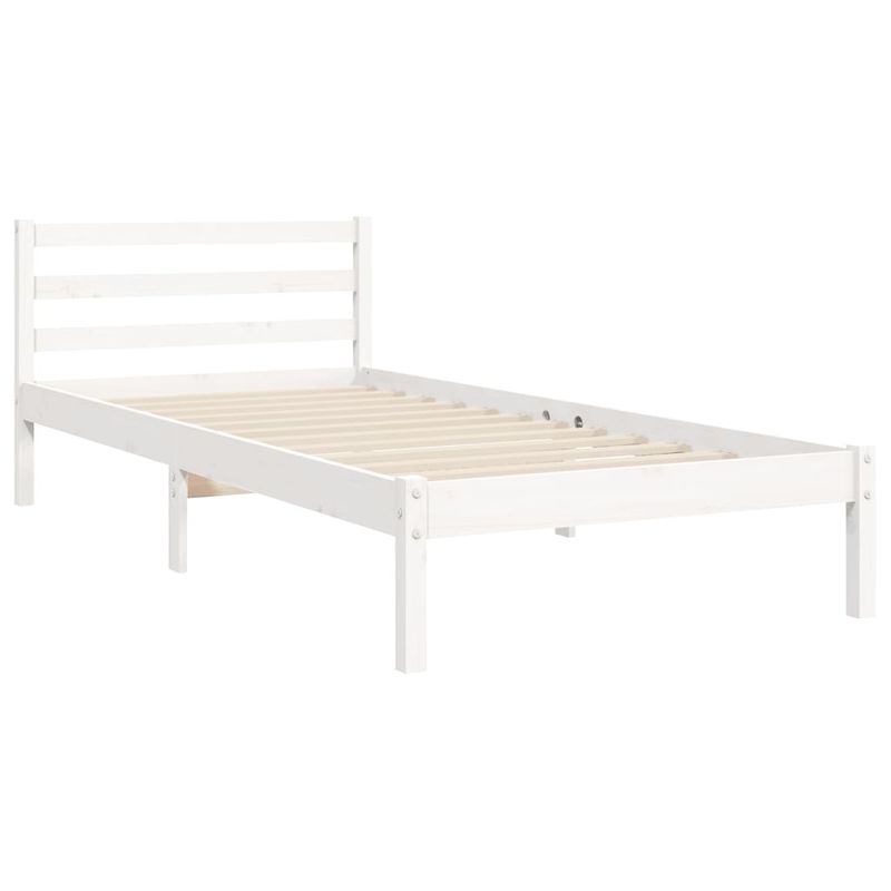 Casa si Gradina - Mobilier - Paturi si accesorii - Paturi - Cadru de pat cu tablie single mic, alb, lemn masiv - Infinity.ro