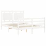 Casa si Gradina - Mobilier - Paturi si accesorii - Paturi - Cadru de pat cu tablie single mic, 140x190 cm, alb, lemn masiv - Infinity.ro