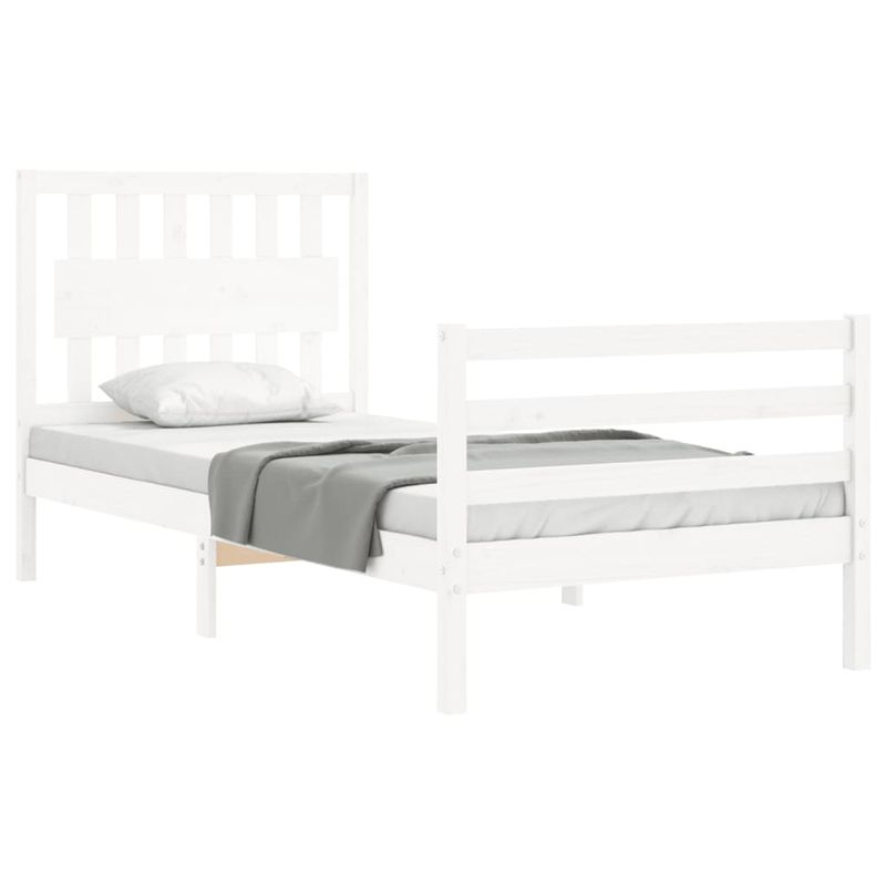 Casa si Gradina - Mobilier - Paturi si accesorii - Paturi - Cadru de pat cu tablie single mic, alb, lemn masiv - Infinity.ro