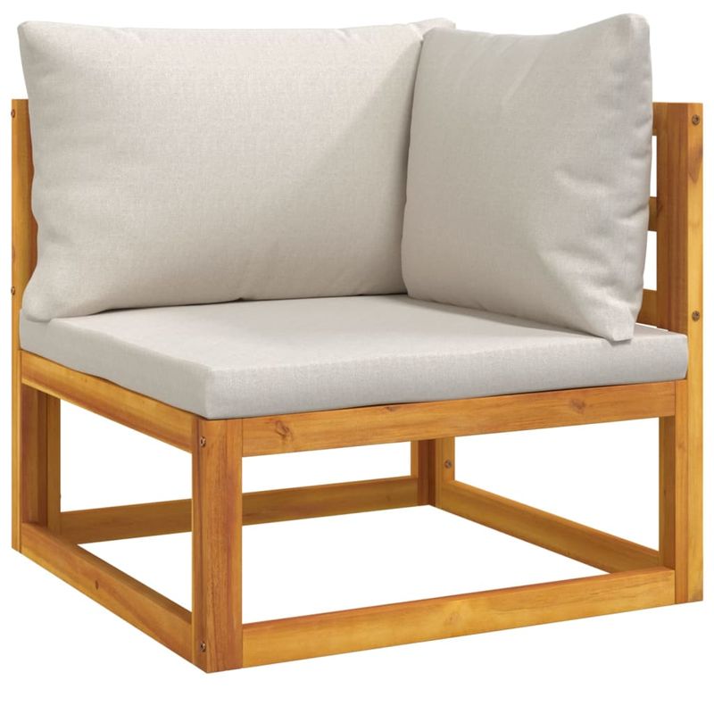 Casa si Gradina - Gradina si terasa - Mobilier exterior - Canapele si fotolii gradina - Canapele colt modulare, 2 piese, cu perne, lemn masiv de acacia, gri deschis, model colț + mijloc - Infinity.ro