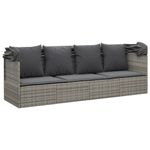 Casa si Gradina - Gradina si terasa - Mobilier exterior - Scaune si sezlonguri gradina - Pat sezlong de exterior cu acoperis si perne, gri, poliratan - Infinity.ro