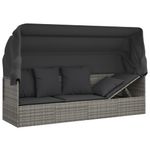 Casa si Gradina - Gradina si terasa - Mobilier exterior - Scaune si sezlonguri gradina - Pat sezlong de exterior cu acoperis si perne, gri, poliratan - Infinity.ro