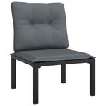 Casa si Gradina - Gradina si terasa - Mobilier exterior - Seturi mobila gradina - Set mobilier de gradina cu perne, 5 piese, negru/gri, poliratan, model colț + 2x mijloc + suport pentru picioare + masă - Infinity.ro