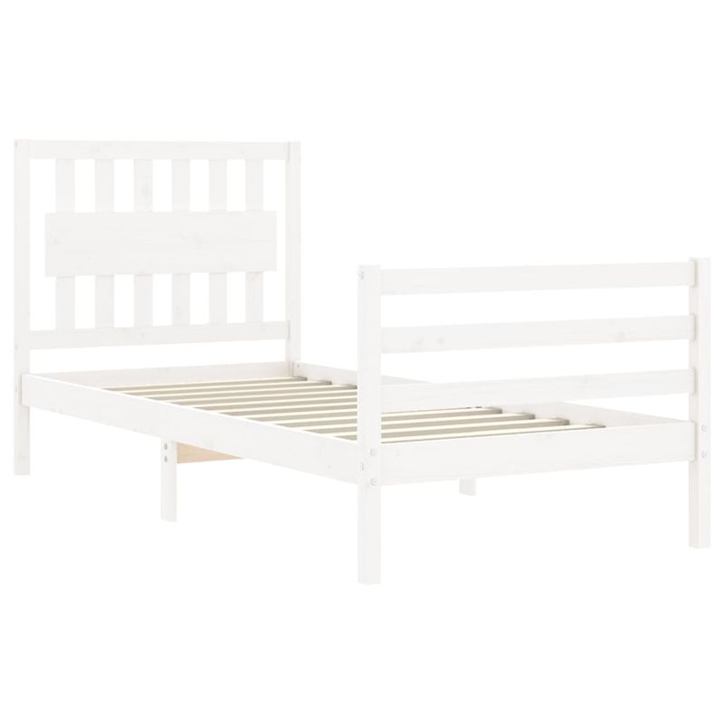 Casa si Gradina - Mobilier - Paturi si accesorii - Paturi - Cadru de pat cu tablie single mic, alb, lemn masiv - Infinity.ro