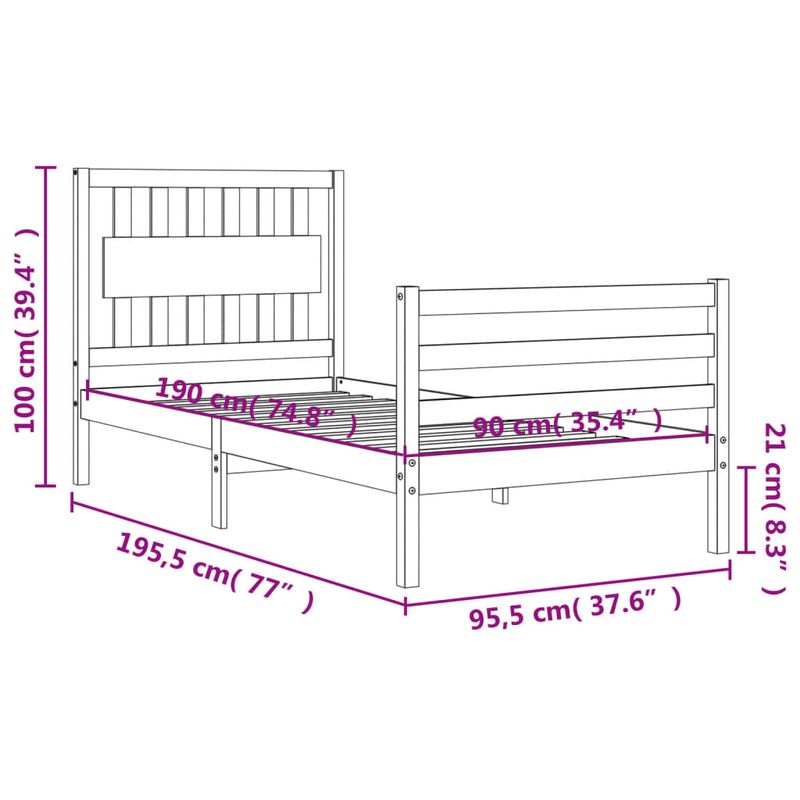 Casa si Gradina - Mobilier - Paturi si accesorii - Paturi - Cadru de pat cu tablie single mic, alb, lemn masiv - Infinity.ro
