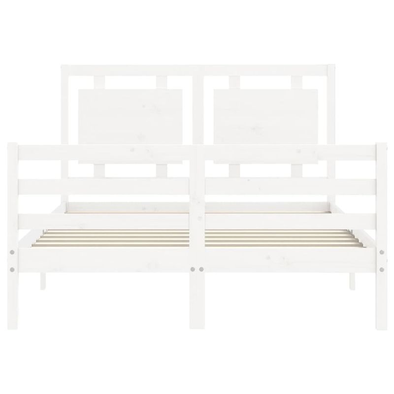 Casa si Gradina - Mobilier - Paturi si accesorii - Paturi - Cadru de pat cu tablie single mic, 140x190 cm, alb, lemn masiv - Infinity.ro