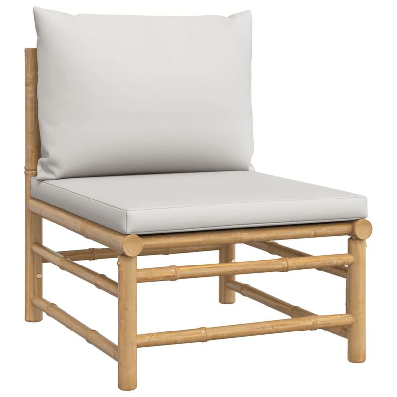 Casa si Gradina - Gradina si terasa - Mobilier exterior - Canapele si fotolii gradina - Set mobilier de gradina cu perne gri deschis, 3 piese, bambus - Infinity.ro