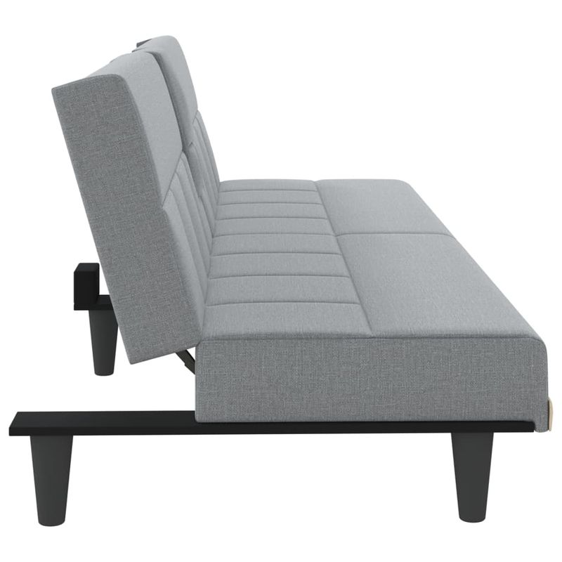 Casa si Gradina - Mobilier - Canapele si coltare - Canapele - Canapea extensibila cu suporturi de pahar, gri deschis, textil - Infinity.ro