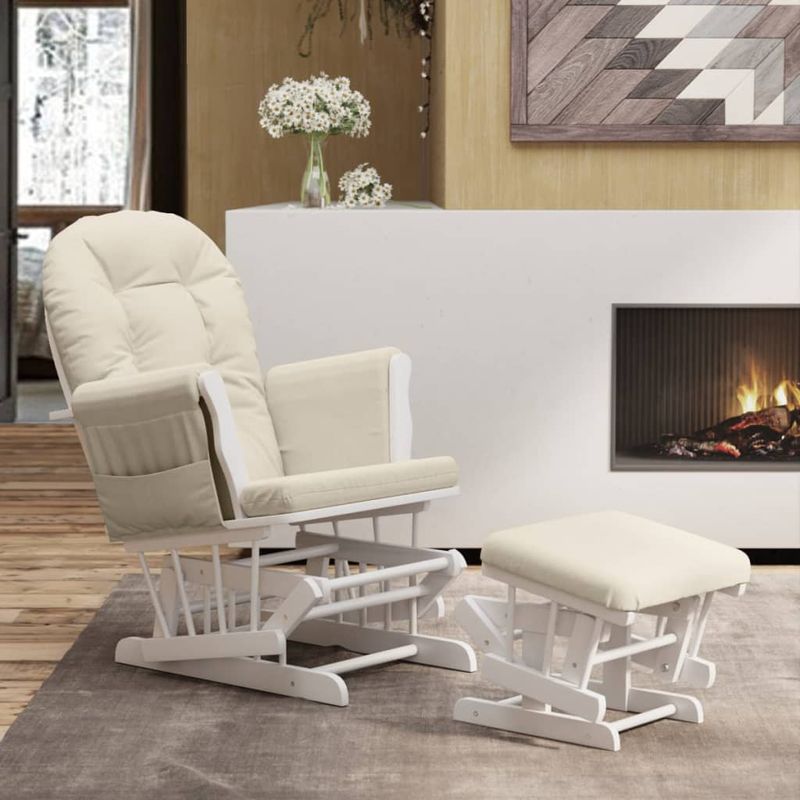 Casa si Gradina - Gradina si terasa - Balansoare si hamace - Balansoare - Scaun glisant cu taburet, alb crem, material textil - Infinity.ro