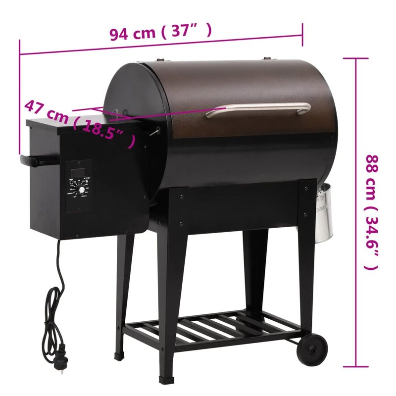 Casa si Gradina - Gradina si terasa - Gratare si accesorii - Gratare de gradina - Gratar cu peleti cu raft inferior, negru, 94 cm, fier - Infinity.ro