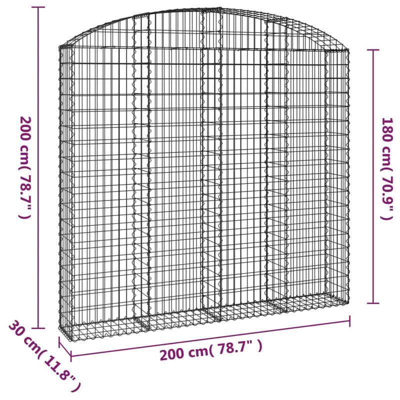 Casa si Gradina - Gradina si terasa - Garduri, panouri si accesorii - Cos gabion arcuit, 200x30x180/200cm, fier galvanizat - Infinity.ro