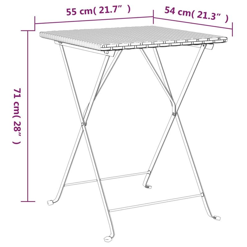 Casa si Gradina - Gradina si terasa - Mobilier exterior - Mese gradina - Masa de bistro pliabila, gri, 55x54x71 cm, poliratan - Infinity.ro