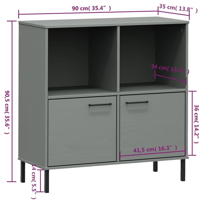 Casa si Gradina - Mobilier - Biblioteci si rafturi - Biblioteci - Biblioteca cu picioare metalice OSLO, gri, 90x35x90,5 cm, lemn - Infinity.ro
