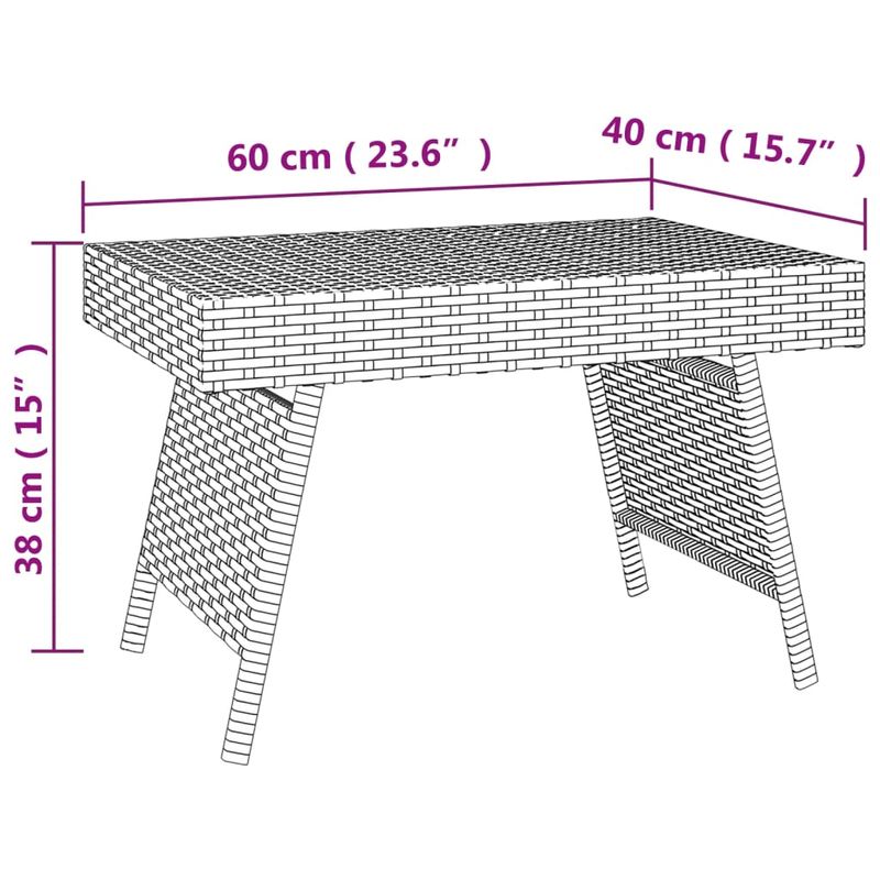 Casa si Gradina - Mobilier - Mese si birouri - Mese living - Masa laterala plianta, negru, 60x40x38 cm, poliratan - Infinity.ro