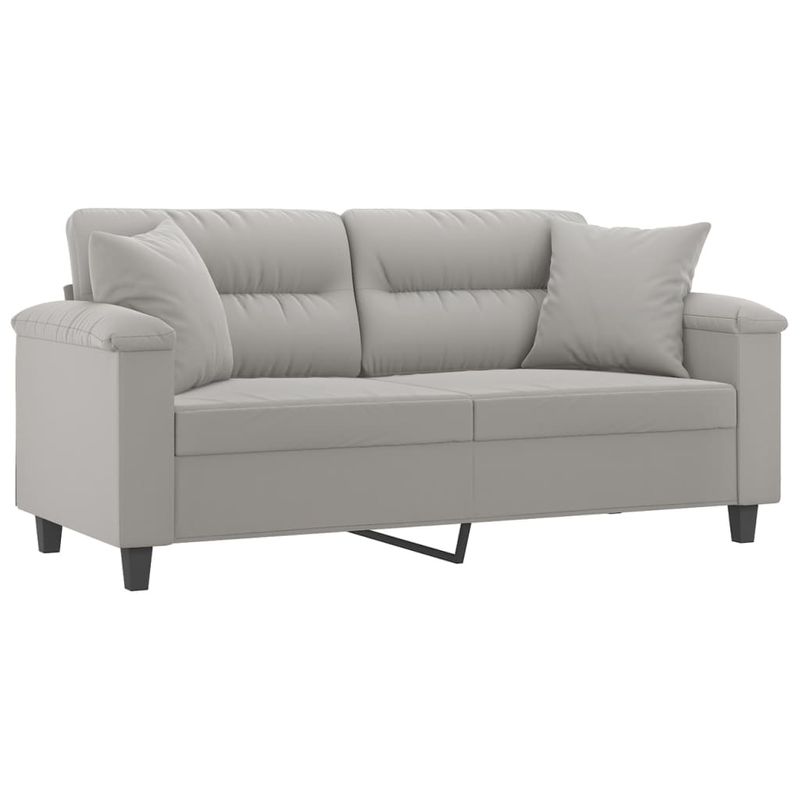 Casa si Gradina - Mobilier - Canapele si coltare - Canapele - Canapea cu 2 locuri perne&pernute gri deschis 140 cm microfibra - Infinity.ro
