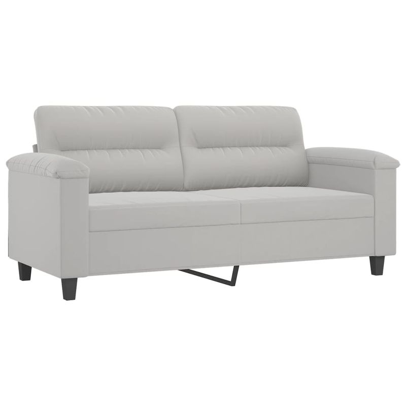 Casa si Gradina - Mobilier - Canapele si coltare - Canapele - Canapea cu 2 locuri perne&pernute gri deschis 140 cm microfibra - Infinity.ro