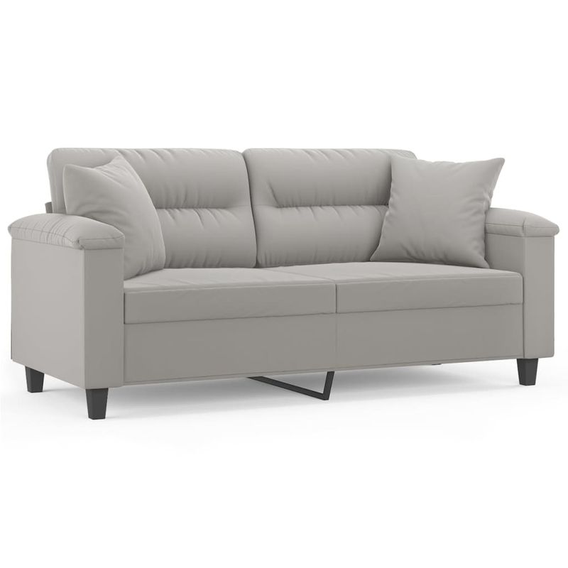Casa si Gradina - Mobilier - Canapele si coltare - Canapele - Canapea cu 2 locuri perne&pernute gri deschis 140 cm microfibra - Infinity.ro