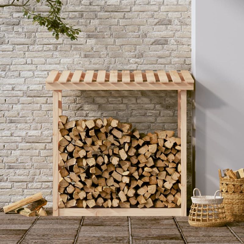 Casa si Gradina - Termice - Sobe, Seminee si accesorii - Accesorii seminee si sobe - Rastel pentru lemne de foc, 108x64,5x110 cm, lemn masiv pin - Infinity.ro