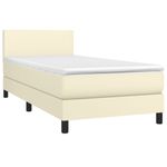 Casa si Gradina - Mobilier - Paturi si accesorii - Paturi - Pat continental cu saltea, crem, 80x200 cm, piele ecologica - Infinity.ro